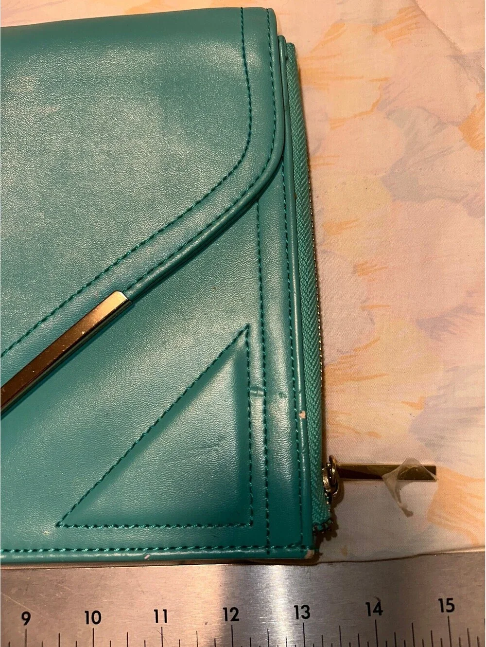 BCBG Generation Turquoise Leather Clutch Purse Vintage Y2K